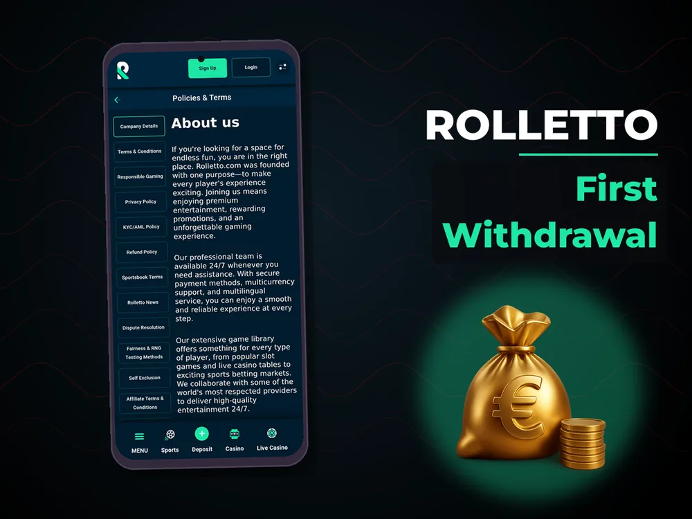 Rolletto - First Withdrawal